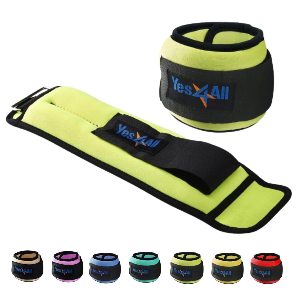 Yes4All Wrist & Ankle Weights Pair 1lb -10lbs for Women, Men Adjustable Strap - Walking, Jogging, Pilates, Gym Fitness Workout (3lb x2, Lime)