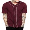Hat and Beyond Mens Baseball Button Down Jersey (Small, 01up01_Burgundy/White) view 1
