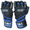 Elite Leather Gym Gloves with Built in 2" Wide Wrist Wraps Grip & Design for Weightlifting Power Lifting Bodybuilding & Strength Training Workout Exercises (Blue, Large) view 3