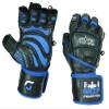 Elite Leather Gym Gloves with Built in 2" Wide Wrist Wraps Grip & Design for Weightlifting Power Lifting Bodybuilding & Strength Training Workout Exercises (Blue, Medium) view 1