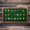 Eureka Golf Products Golf Ball Marker Display Case | Holds 40 Pegged or Non Pegged (Flat) Ball Markers | Walnut | Wall Mounted Wooden Case | Measures 15.5" W X 9.5" H view 2
