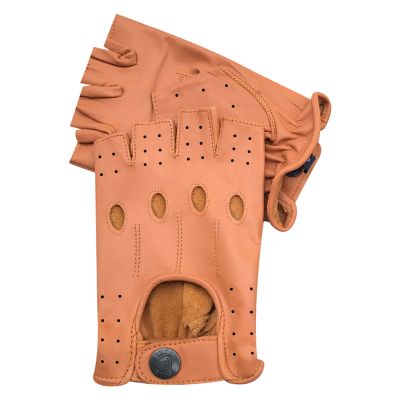 Real Leather Finger Less Driving Gloves Soft Cycling Bus Fashion Weight Lifting 309 (Tan, M)