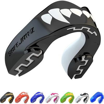 SafeJawz Sports Mouthguard, Dual Layer Premium Mouth Guard with Case for Basketball, Lacrosse, Football, Martial Arts, Hockey, Wrestling, Ice Hockey and All Contact Sports