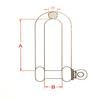 US Stainless Stainless Steel 316 Long D Shackle 1/4" (6mm) Marine Grade Dee view 4
